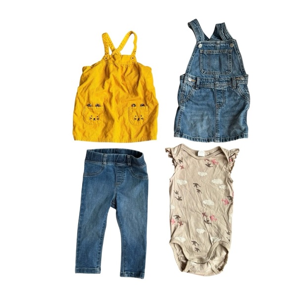 Bundle 18M Baby Girl Set 9PC Lot Long Sleeve Tops Jumpsuit Denim Jeans Dress - Picture 5 of 5